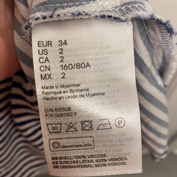 H&M Blue and White Striped Dress Size 2 - Picture 5 of 5